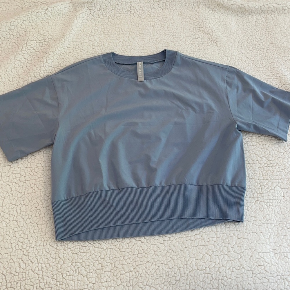 sky blue cropped shirt
